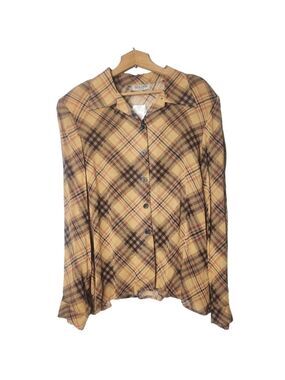 NWT Vintage Pierre Cardin Sheer Plaid Blouse Size 12